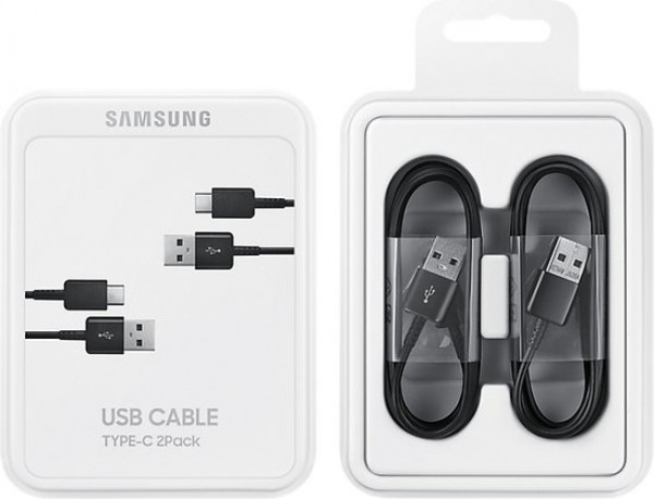 2-Pack USB-A to USB-C Cable for Samsung 25W (1.5m) Black
