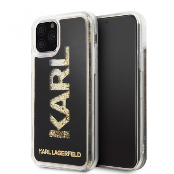 Apple iPhone 11 Pro Max Goud Karl Lagerfeld Backcover hoesje Glitter - Karl - KLHCN65KAGBK