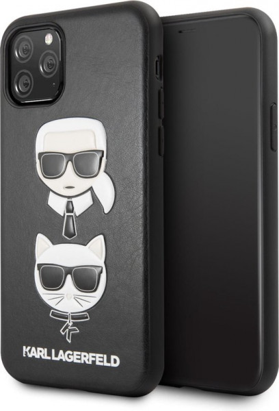 Apple iPhone 11 Pro Max Zwart Karl Lagerfeld Backcover hoesje Choupette - Embossed - KLHCN65KICKC