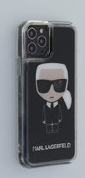 Apple iPhone 11 Pro Zwart Karl Lagerfeld Backcover hoesje Glitter - Karl Iconic - KLHCN58ICGBK