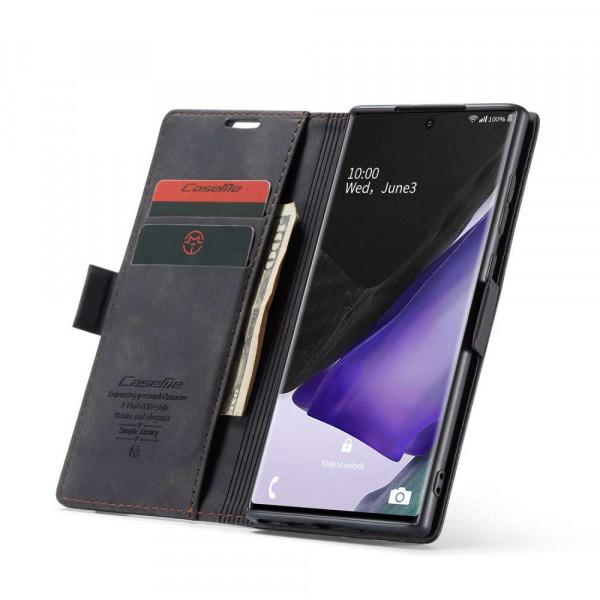 CASEME Samsung Galaxy Note 20 Retro Wallet Case - Black