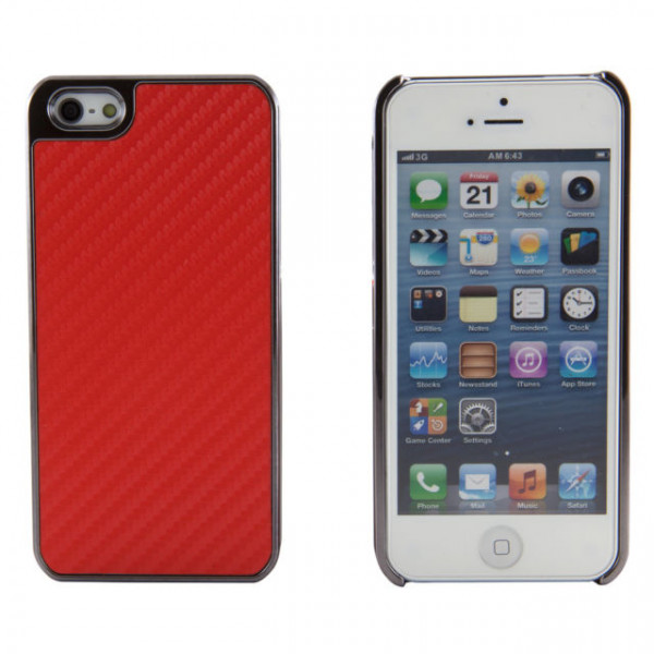Crystal Case iPhone 5S(E) Carbon Style Hard Case Rood