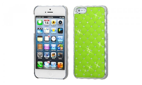 Crystal Case iPhone 5S(E) Stone leather pouch Case Groen