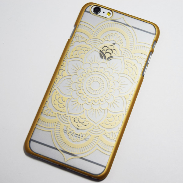Crystal Case iPhone 6(s)Henna Bloem Hardcase Goud