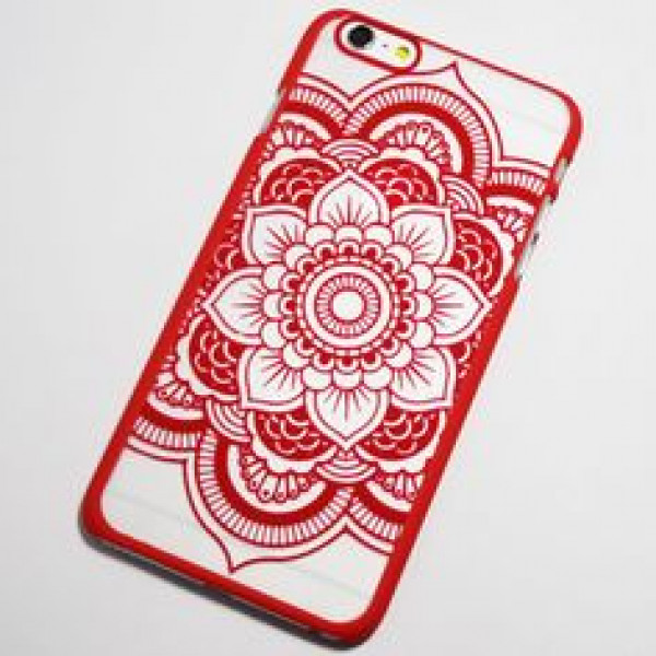 Crystal Case iPhone 6(s) Henna Bloemen Hardcase Rood