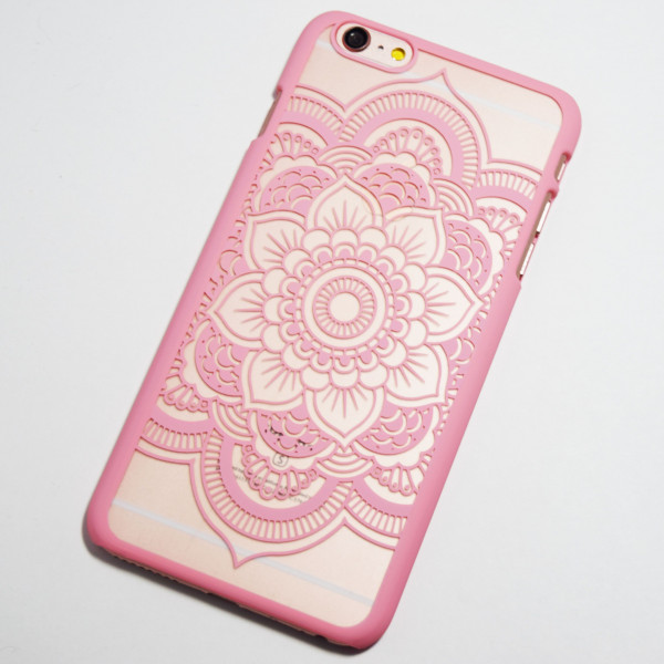 Crystal Case iPhone 6(s) Henna Bloemen Hardcase Roze