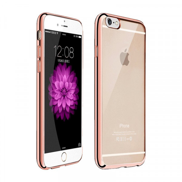 Crystal Case iPhone 6(s) Silicone border Case Roze