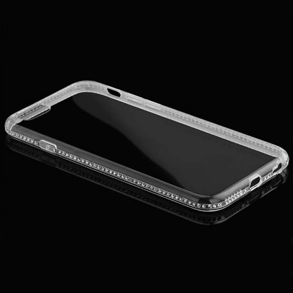 Crystal Case iPhone 6(s) Silicone Diamond border Case Roze