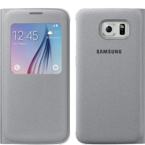 Galaxy S6 S-View Fabric Cover PU Zilver