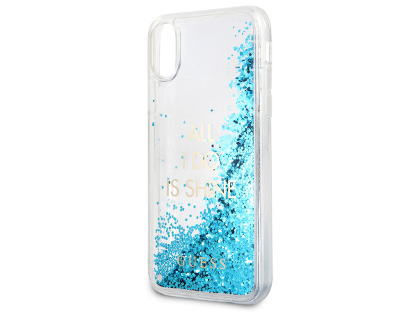Guess Apple Iphone X/Xs Hard Case Liquid Glitter Blue