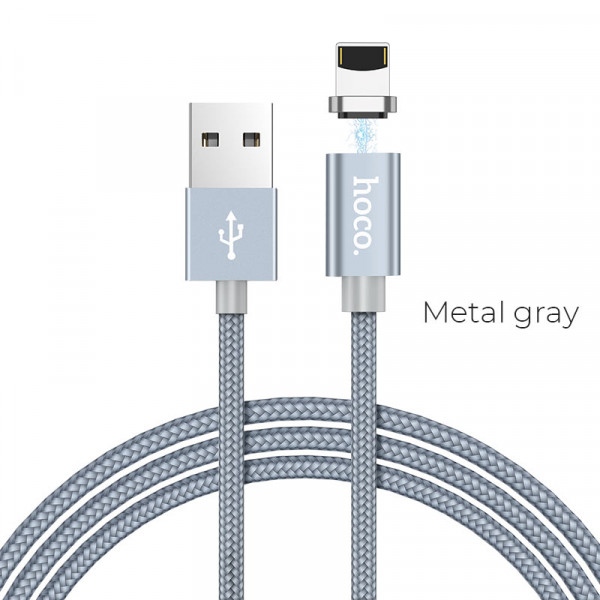 Hoco U40A magnetic adsorption lightning charging cable Metal Grey