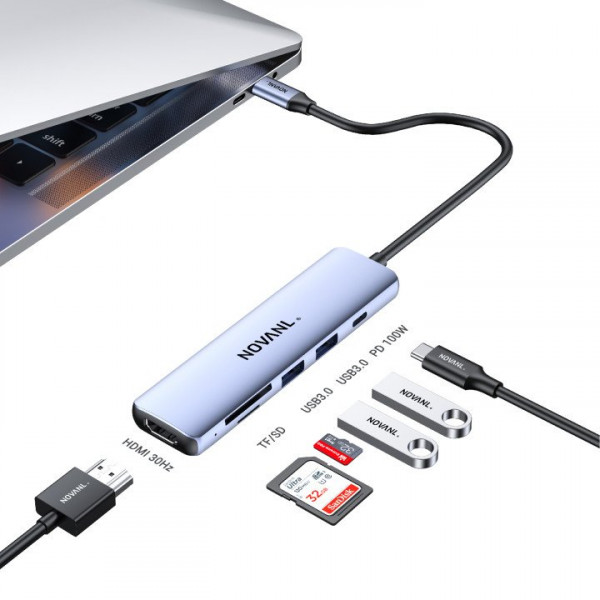 NOVANL Multifunction 6-in-1 HDMI Hub USB-C