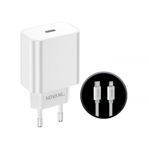 NOVANL ProCharge (20W) Wall Charger with SpeedCharge USB-C to 8 Pin Cable