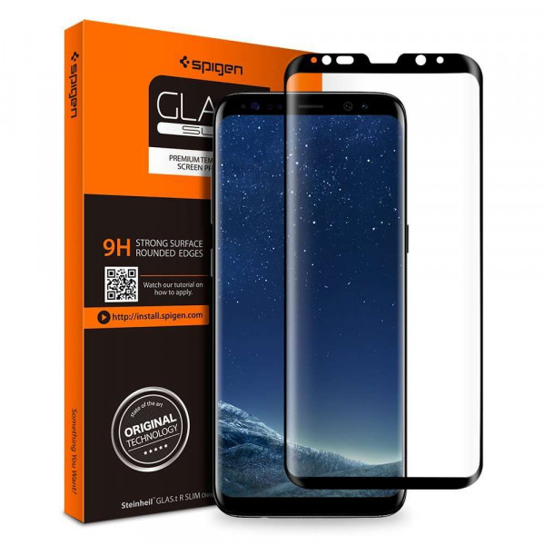 Spigen Screenprotector Full Cover Glass  Samsung Galaxy S8 Plus  Black
