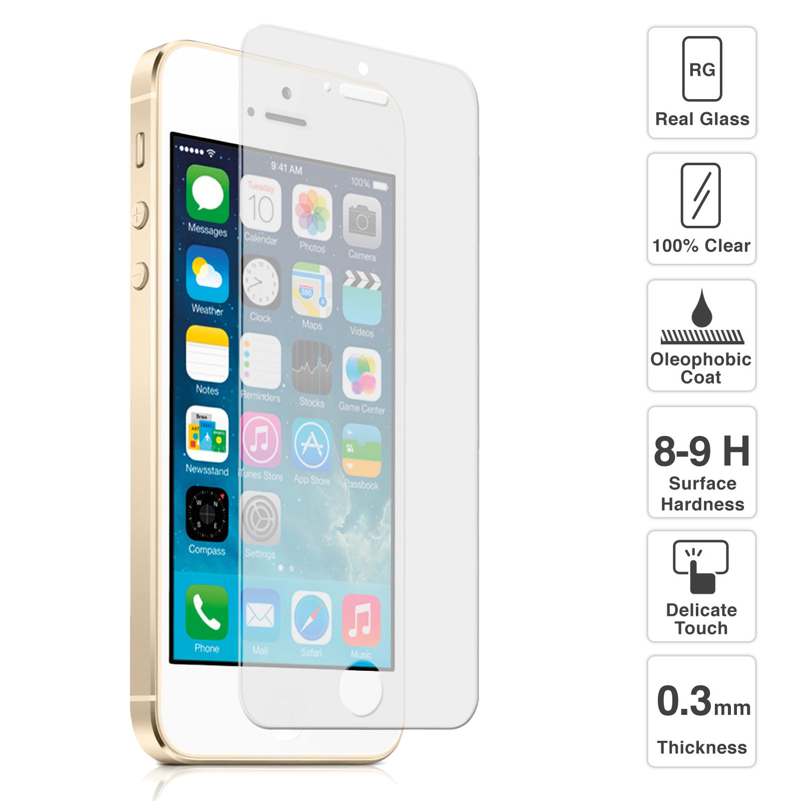 Transparent Protector Glass voor iPhone 5(SE)