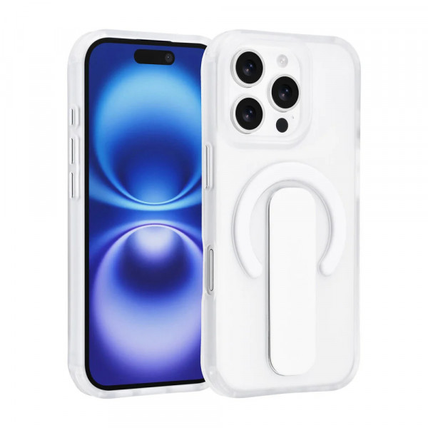 TUNIQ iPhone 16 Pro Back cover case - Built-in Ring Stand - Antishock - Silver
