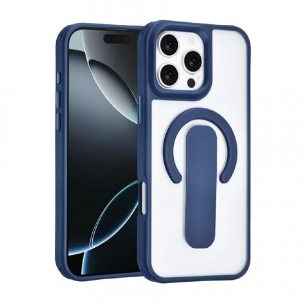 TUNIQ iPhone 16 Pro Max Backcover hoesje - Built-in Ring Stand - Antishock - Blauw