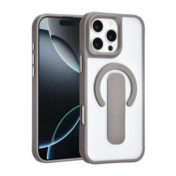TUNIQ iPhone 16 Pro Max Backcover hoesje - Built-in Ring Stand - Antishock - Grijs