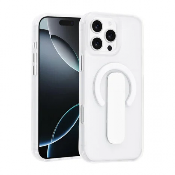 TUNIQ iPhone 16 Pro Max Backcover hoesje - Built-in Ring Stand - Antishock - Zilver