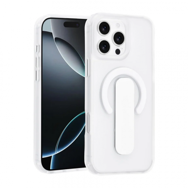 TUNIQ iPhone 16 Pro Max Back cover case - Built-in Ring Stand - Antishock - Silver