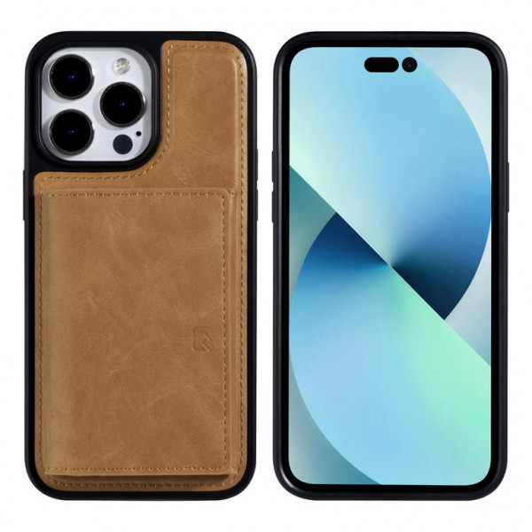 UNIQ Accessory iPhone 14 Plus Hardcase Backcover - Card holder - Magnetic closure - Light Brown